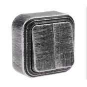Выключатель "Элект" , 6 А, 2 клавиши, наружный, цвет черный под серебро